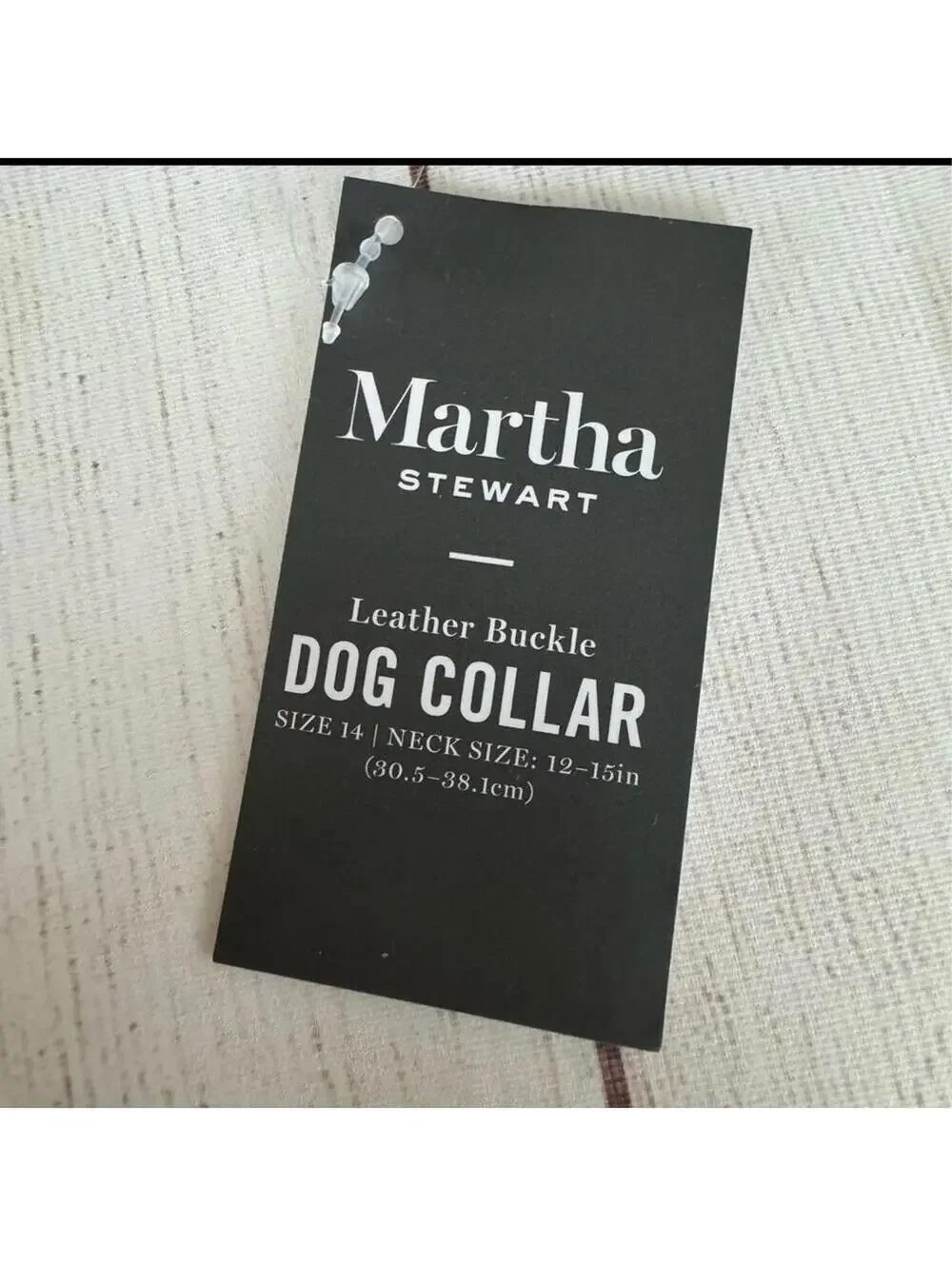 NWT Martha Stewart leather buckle Dog Collar, black, neck size 12-15”